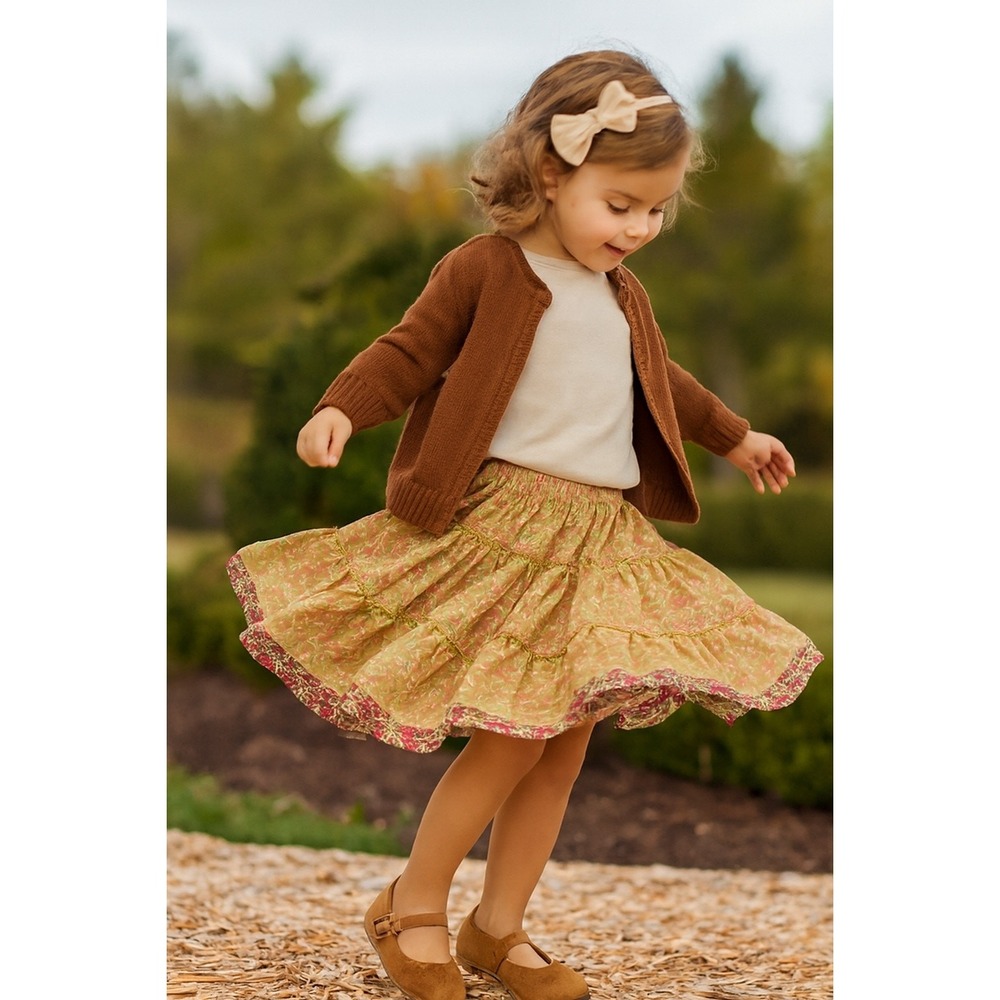 Girls Floral Tiered Twirl Skirt Lola et Moi Size 4